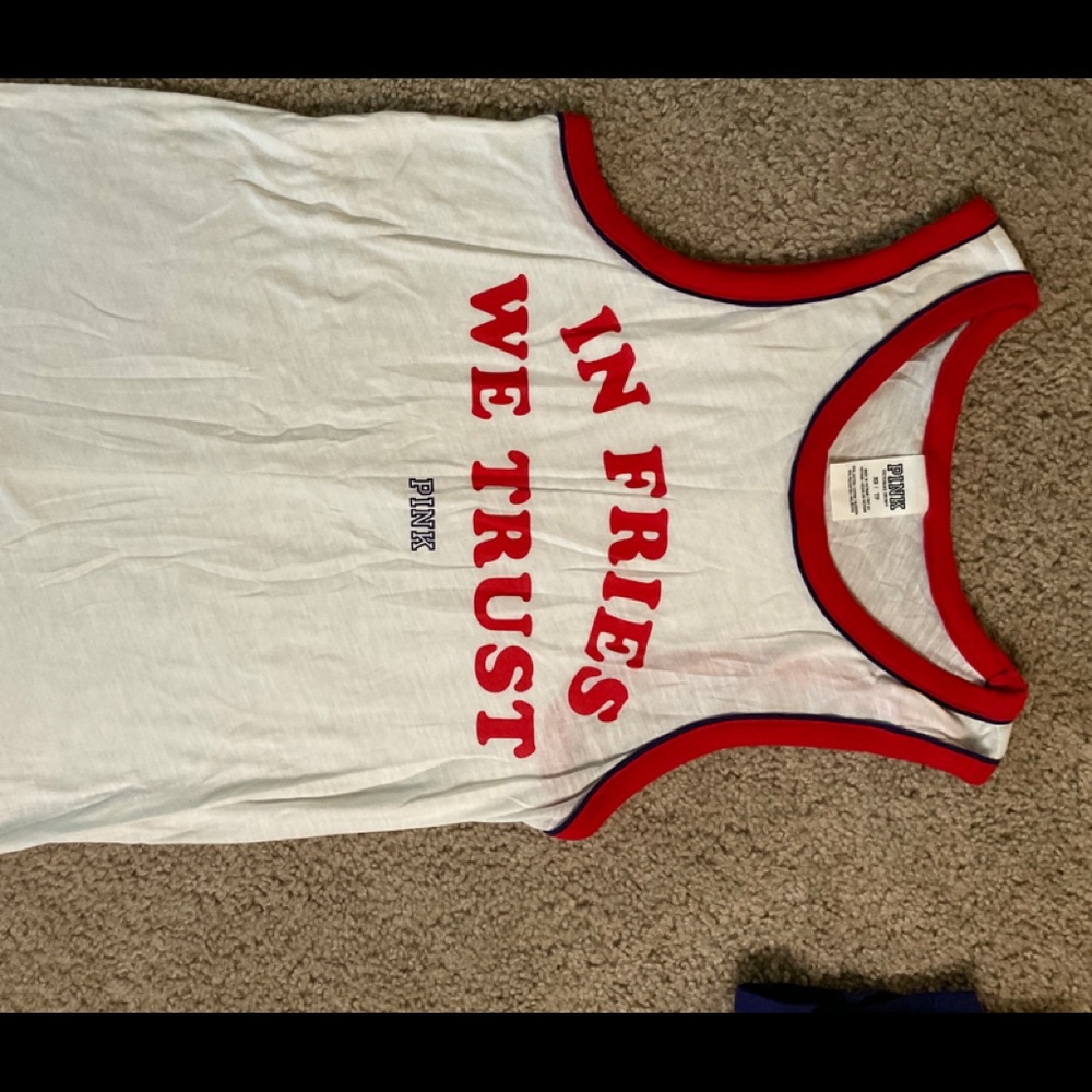 PINK Victoria Secret “In Fries we trust” tank top